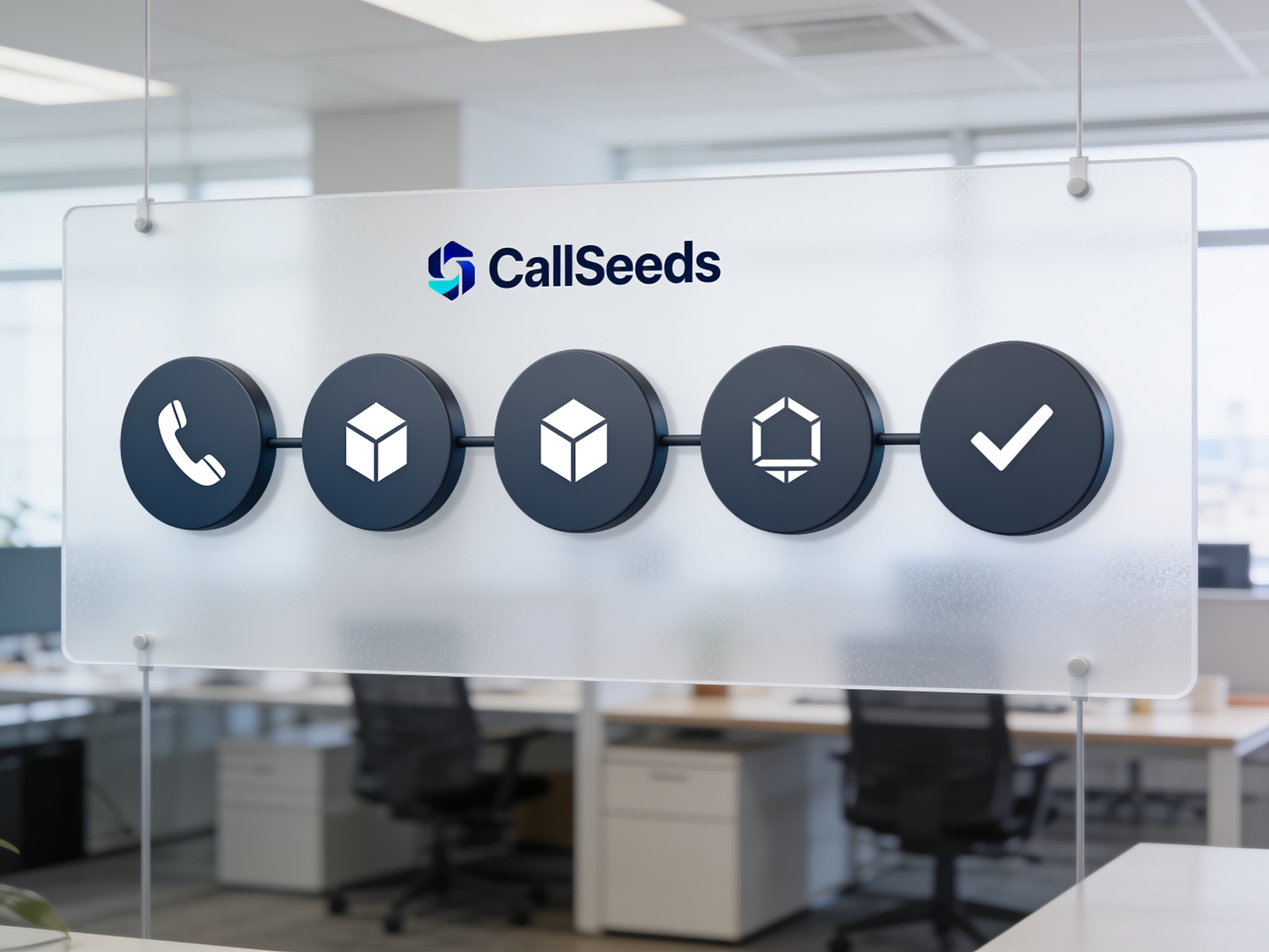 Five-step infographic for setting up an AI phone agent from number selection to go-live